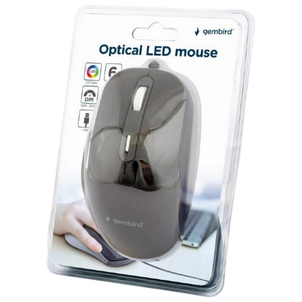 Mouse Gembird MUS-6B-02 Black Cu fir, 3200 dpi photo 2