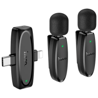 Microfon Hoco L15 Dual-Mic Clip-On Wireless Black 