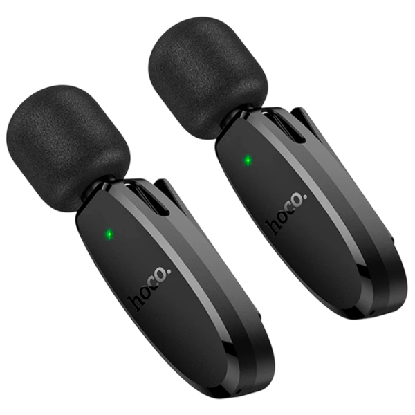Microfon Hoco L15 Dual-Mic Clip-On Wireless Black  photo 2