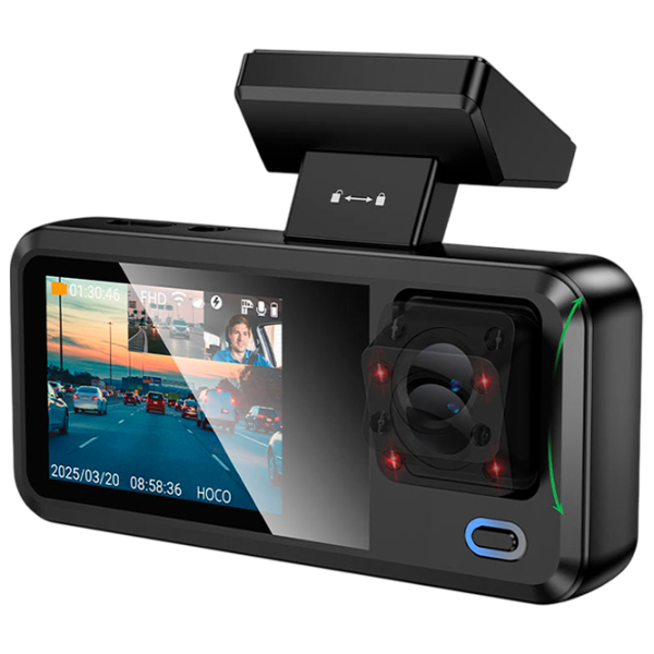 Cameră Auto Hoco DV15 2k Front + Interrior + Rear Cam Black / Black photo 2