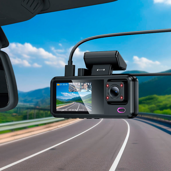 Cameră Auto Hoco DV15 2k Front + Interrior + Rear Cam Black / Black photo 7
