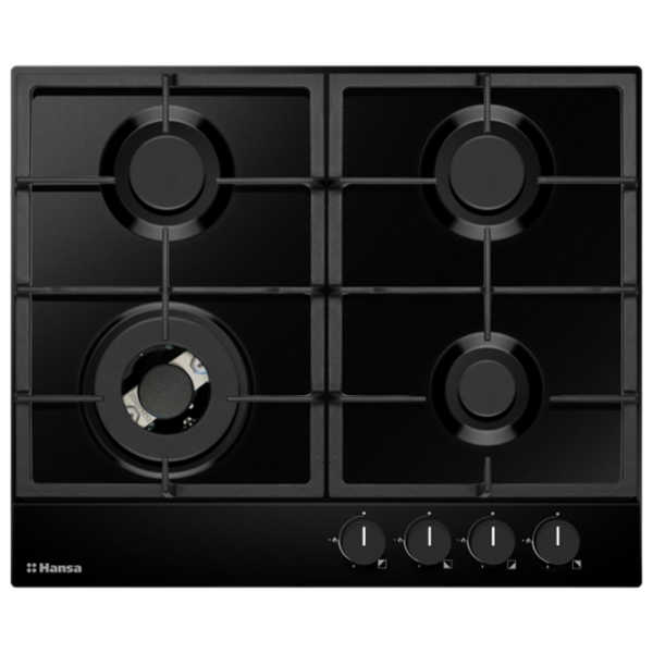 Plită încorporabilă pe gaz Hansa BHGS67130 Black Sticlă călită, Gratare: Fontă photo 2