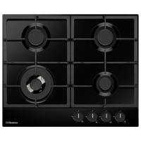 Plită încorporabilă pe gaz Hansa BHGS67130 Black Sticlă călită, Gratare: Fontă