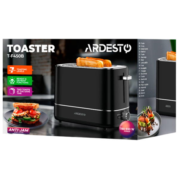 Toster Ardesto T-F450B Black 800 W, Numărul de grade de prăjire: 7 photo 5