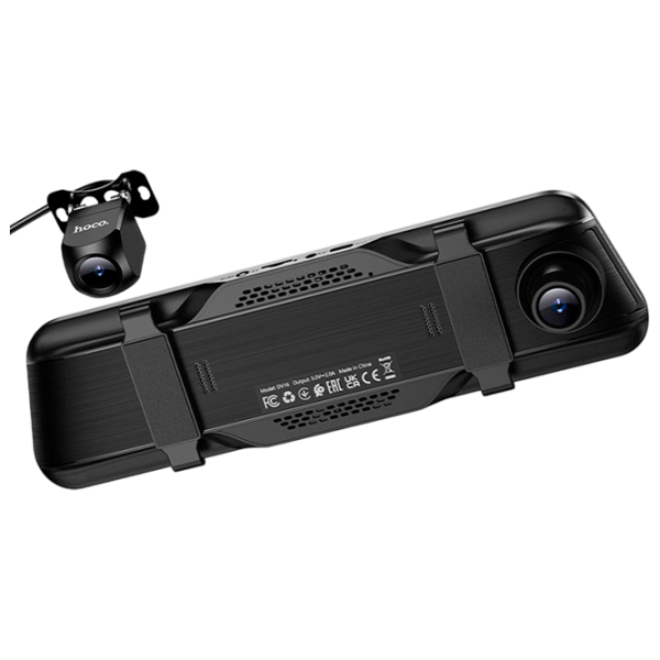 Cameră Auto Hoco DV16 Rearview Mirror Driving Recorder + Rear Cam Black / Black photo 3