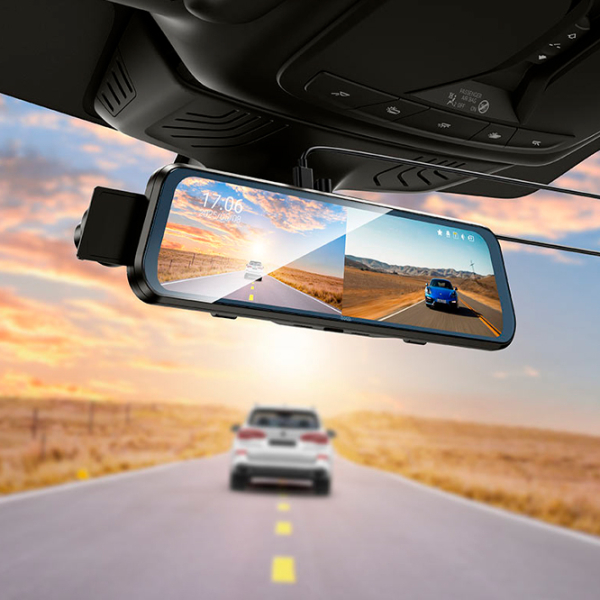 Cameră Auto Hoco DV16 Rearview Mirror Driving Recorder + Rear Cam Black / Black photo 7