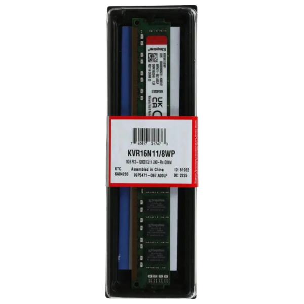 Оперативная память 8 ГБ Kingston ValueRam KVR16N11/8WP DIMM, DDR3, 1600 МГц photo 2