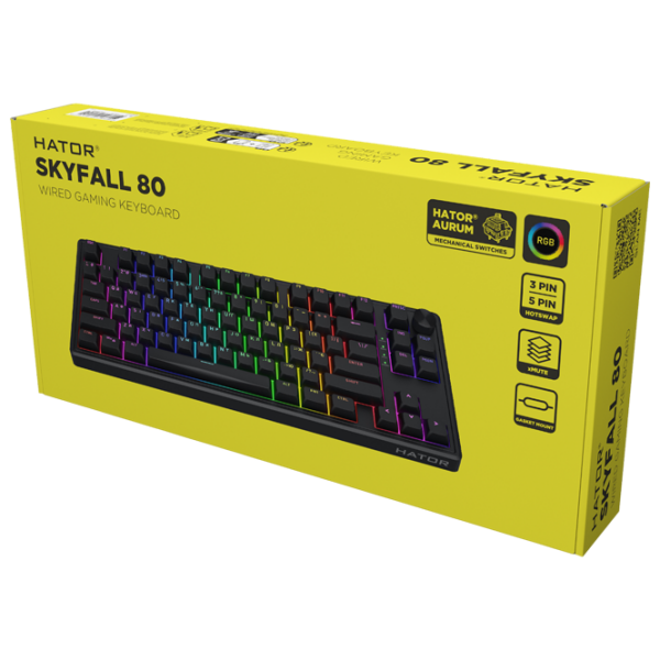Tastatură Hator Skyfall 80 Black Gaming, Fără fir photo 6