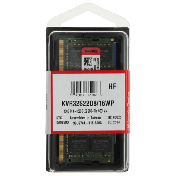 Оперативная память 16 ГБ Kingston ValueRam KVR32S22D8/16WP SO-DIMM, DDR4, 3200 МГц photo 4