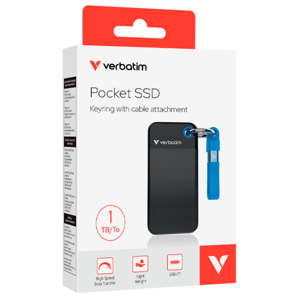 Unități de stocare externe SSD Verbatim Pocket 1 TB Black Blue  photo 2