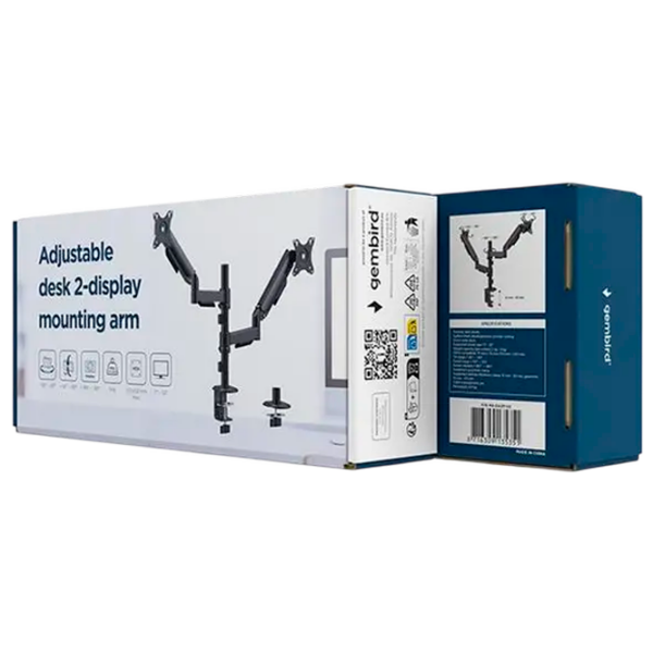 Suport pentru monitor Gembird MA-DA2P-02 Black VESA 100 x 100 mm photo 4