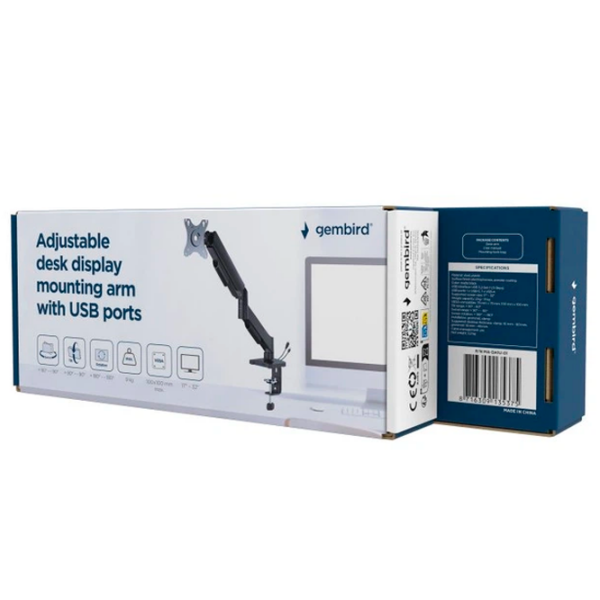 Suport pentru monitor Gembird MA-DA1U-01 Black VESA 100 x 100 mm photo 5