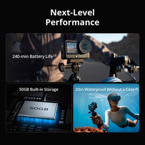 Cameră action DJI Action 6 Standard Combo Black 38 MP / 1950 mAh / IP68 photo 10