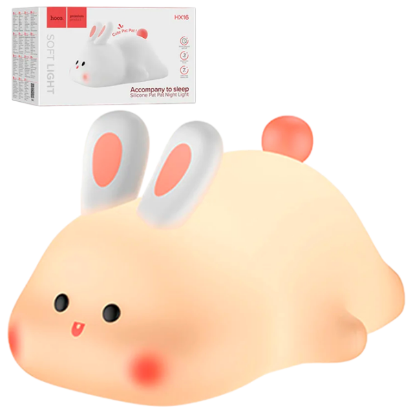 Lampă de noapte Hoco Silicone Lamp Rabbit White Acumulator photo 2