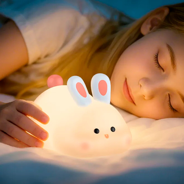 Lampă de noapte Hoco Silicone Lamp Rabbit White Acumulator photo 4