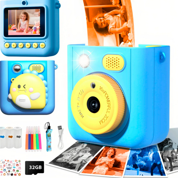 Cameră foto Kidyprint WK01 Blue Pentru copii, 3+ photo 8