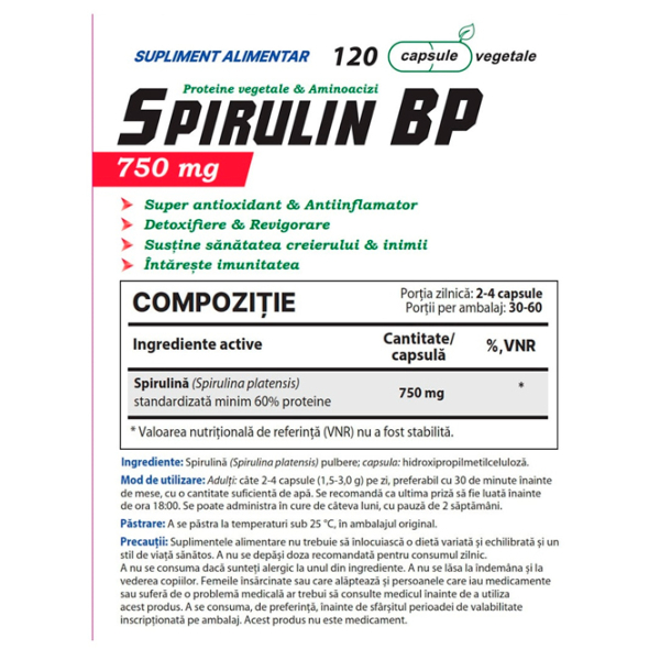 Complexe preantrenament Balkan Pharmaceuticals BP Spirulin ()  photo 4
