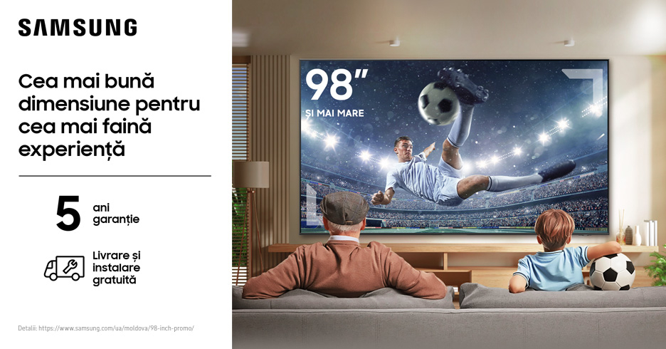 Alege un TV Samsung și beneficiezi de 5 ani garanție, plus livrare și instalare gratuită!