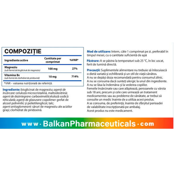 Vitamine și minerale Balkan Pharmaceuticals Chelate + Vit.B6  30  photo 2