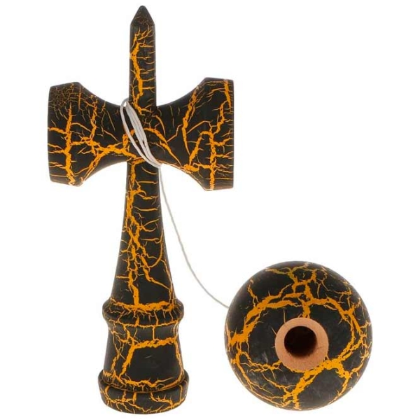 Kendama KROM Classic Black Crackle Pentru copii, 5+ photo 2