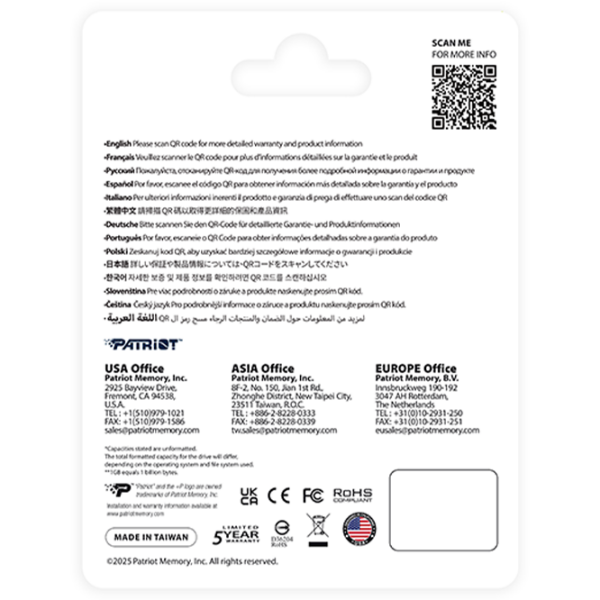 SSD Patriot P410 M.2 NVMe 2 ТБ Скорость чтения: 5000 Мб/с,
Скорость записи: 4500 МБ/с photo 5