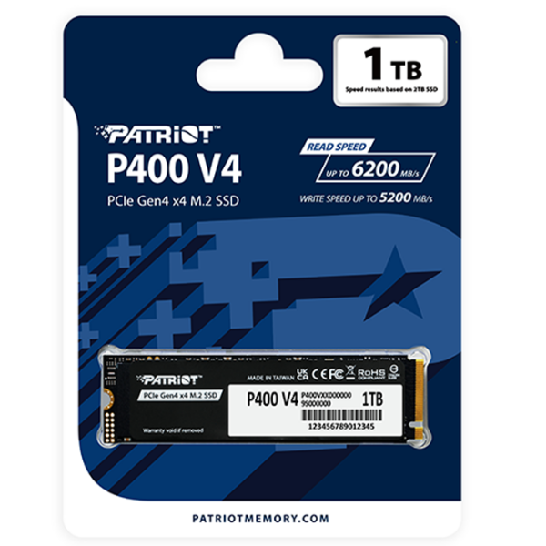 SSD Patriot P400 V4 M.2 NVMe 2 TB Viteza de citire: 6200 MB/s,
Viteza de inscriere: 5200 MB/s photo 4