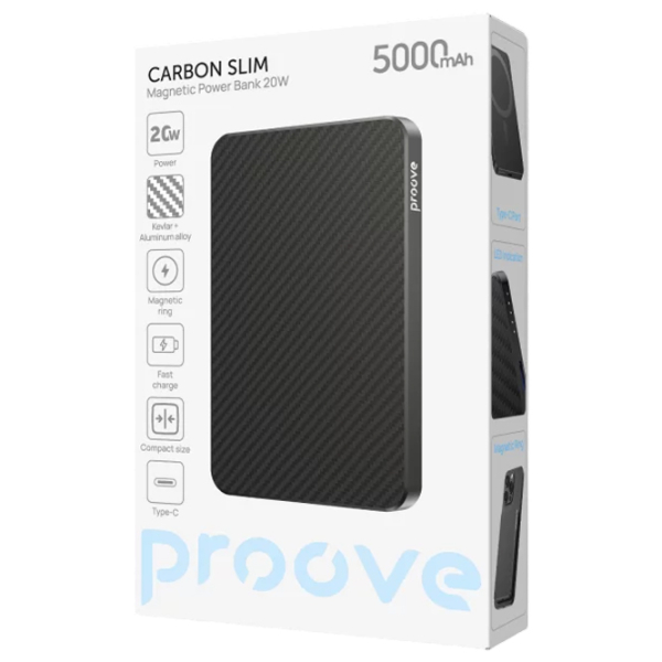Power Bank 5000 мАч Proove Carbon Slim (20 Вт) Черный  photo 4