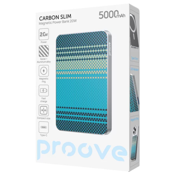 Power Bank 5000 mAh Proove Carbon Slim (20 W) Blue  photo 5
