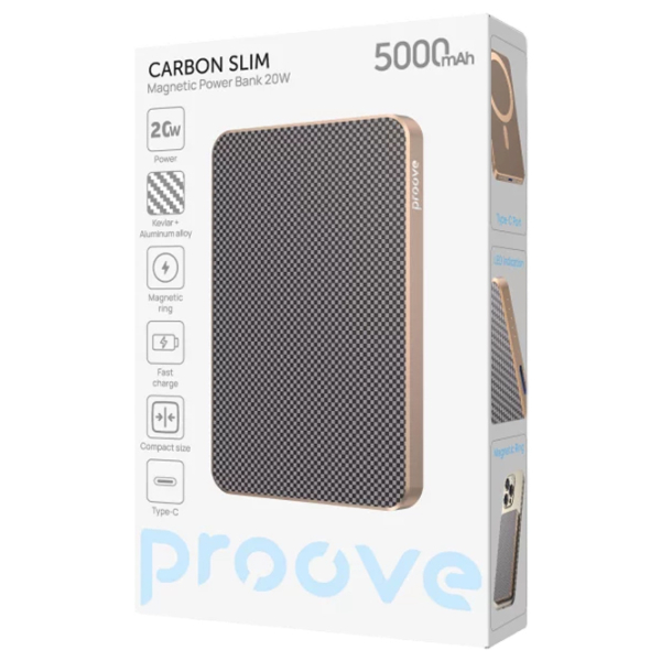 Power Bank 5000 мАч Proove Carbon Slim (20 Вт) Светлый бронзовый  photo 5