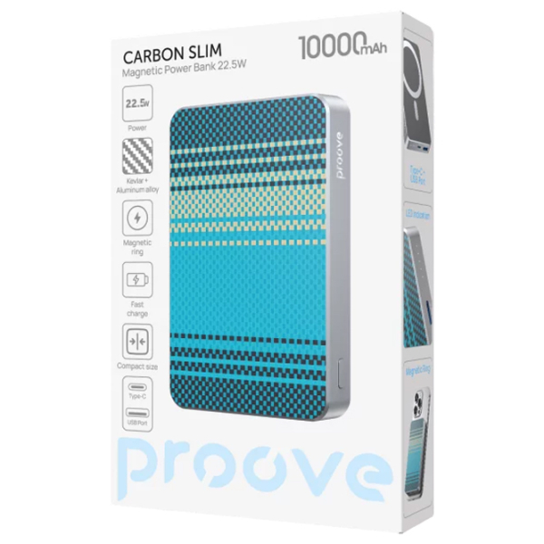 Power Bank 10000 мАч Proove Carbon Slim (22.5 Вт) Синий  photo 6