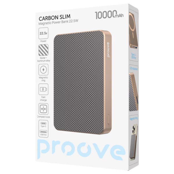 Power Bank 10000 мАч Proove Carbon Slim (22.5 Вт) Светлый бронзовый  photo 5