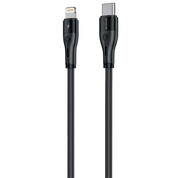Cablu de alimentare Proove Soft Silicone Lightning / USB Type-C Black  photo 1