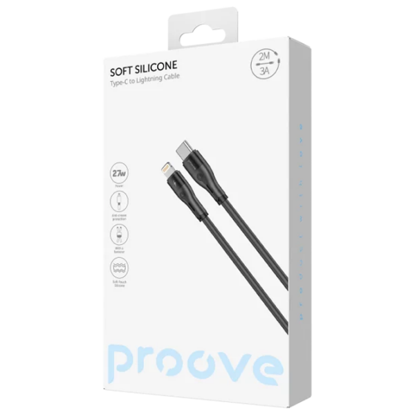 Cablu de alimentare Proove Soft Silicone Lightning / USB Type-C Black  photo 5
