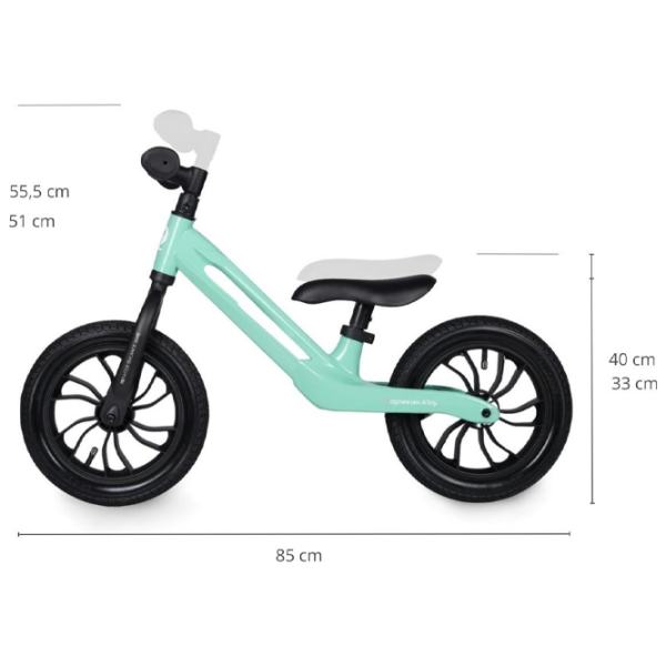 Bicicletă fără pedale Qplay Racer 10" Mint Black Metal / Pentru copii photo 6