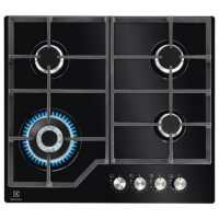 Plită încorporabilă pe gaz Electrolux KGG64362K Black Sticlă călită, Gratare: Fontă
