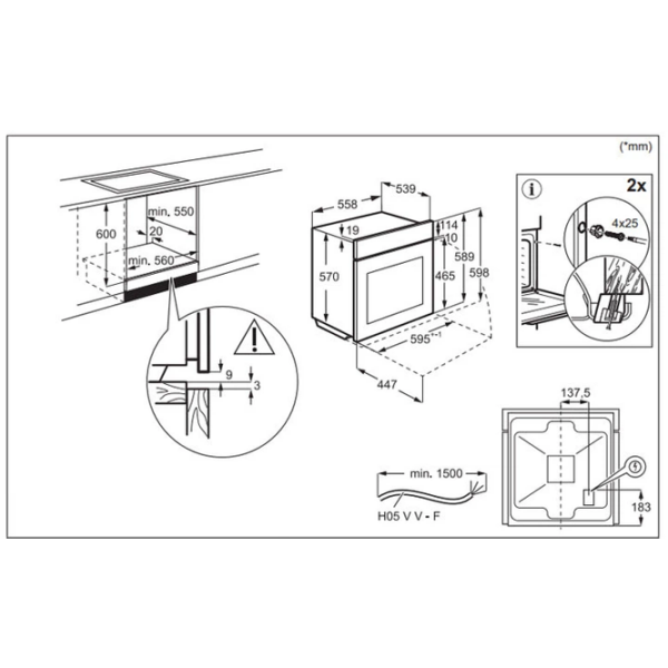 Cuptor încorporabil Electrolux LOH3H00BK Black A, 65 l photo 5
