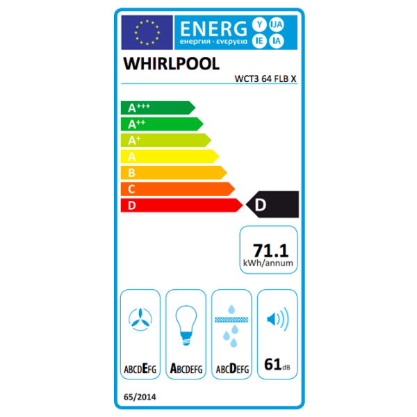 Hotă Whirlpool WCT3 64 FLB X Inox 51.4 cm, Recirculare, 395 m³/h photo 5