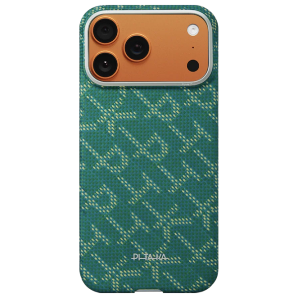Husă pentru smartphone Apple iPhone 17 Pro Max (Monogram Tactile Woven) Gold Green Pitaka, PC, MagSafe Back
