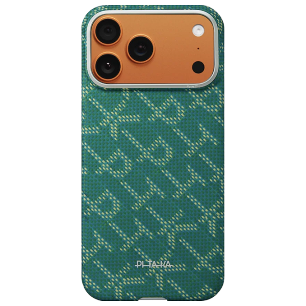 Husă pentru smartphone Apple iPhone 17 Pro (Monogram Tactile Woven) Gold Green Pitaka, PC, MagSafe Back