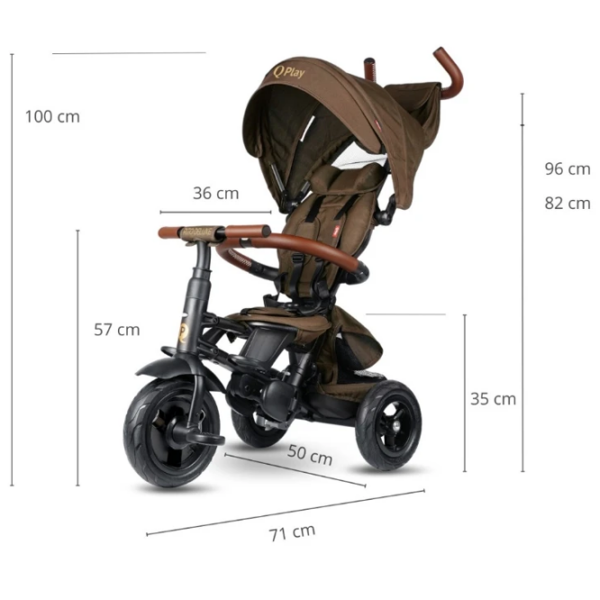Triciclu Qplay Rito Deluxe Brown  Plastic / Pentru copii photo 7