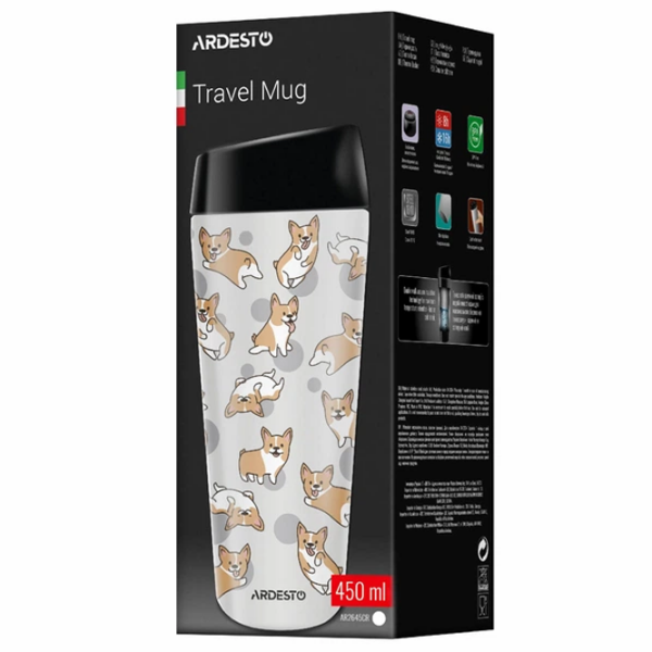 Cană termo Ardesto Coffee Time Corgi White 450 ml photo 4