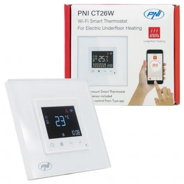Termostat PNI CT-26W White Pentru pardosea / Rețea photo 6