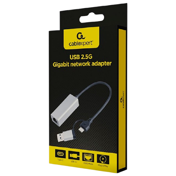 Adaptor de rețea Gembird A-USB3AC-LAN2G-01 Gray  photo 2