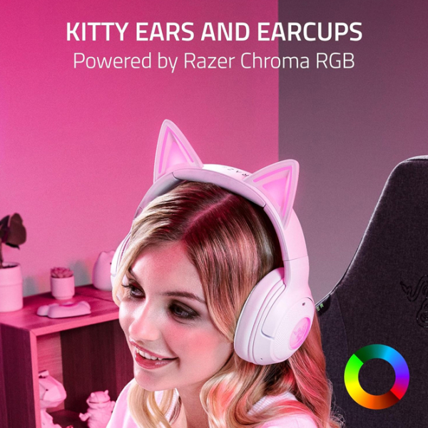 Căști Razer Kraken Kitty Edition V2 Quartz White Fără fir / Gaming / Over the ear photo 5