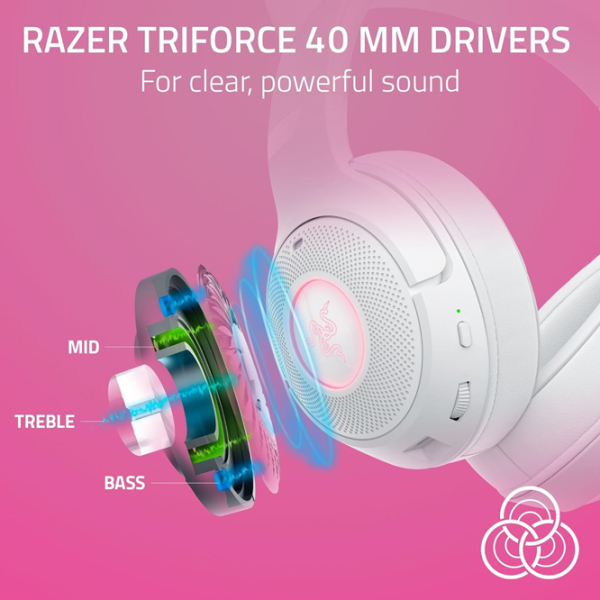 Căști Razer Kraken Kitty Edition V2 Quartz White Fără fir / Gaming / Over the ear photo 7