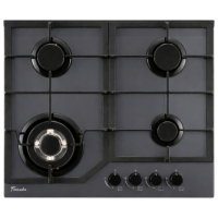 Plită încorporabilă pe gaz Tornado TR4033 SBF HM Gray Sticlă călită, Gratare: Fontă