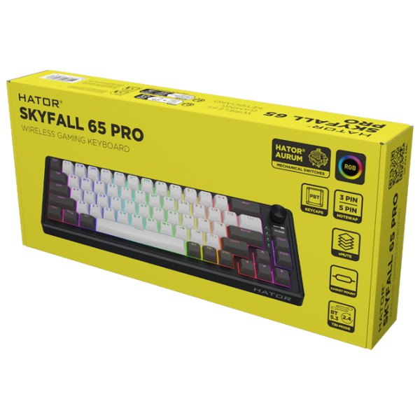 Tastatură Hator Wireless Skyfall 65 Pro Gray Gaming, Fără fir photo 3