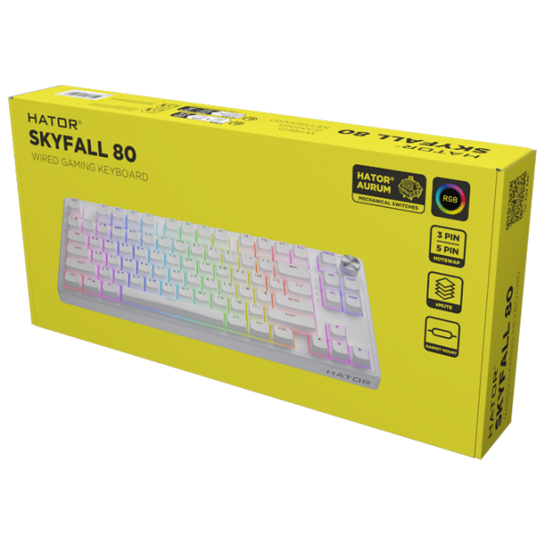 Tastatură Hator Skyfall 80 White Gaming, Cu fir photo 6