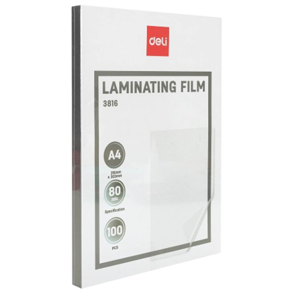 Folie pentru laminare DELI DLE3816 White A4,  photo 1