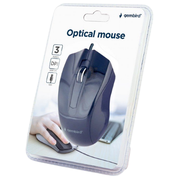 Mouse Gembird MUS-3B-01 Black Cu fir, 1000 dpi photo 3